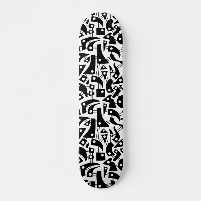 Skateboard Formes Abstraites 180318 - Noir sur blanc (Devant)