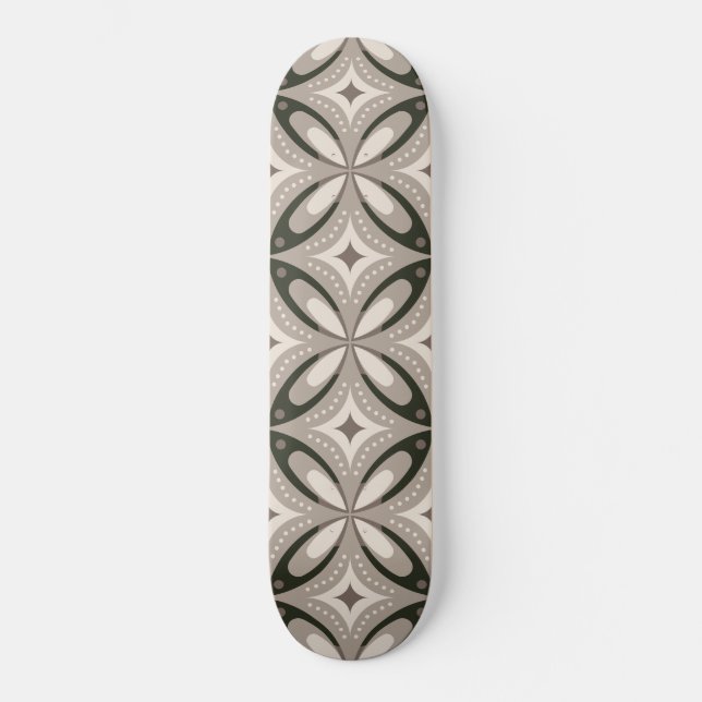 Skateboard Formes circulaires rétro beige et marron (Recto)