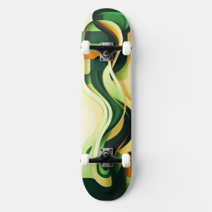 Skateboard Formes de courbure noire, verte et jaune Skateboar