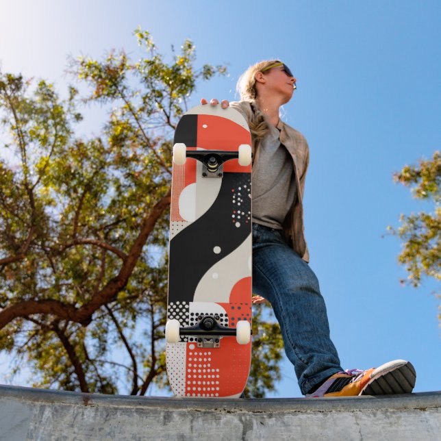 Skateboard Formes de lettre avec points en rouge et noir (Extérieur 1)