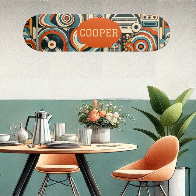 Skateboard Formes géométriques modernes et cool Art psychédél (Modern Cool Geometric Forms Quirky Psychedelic Art Skateboard)