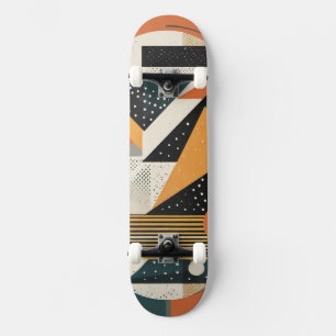 Skateboard Formes géométriques orange et ocre