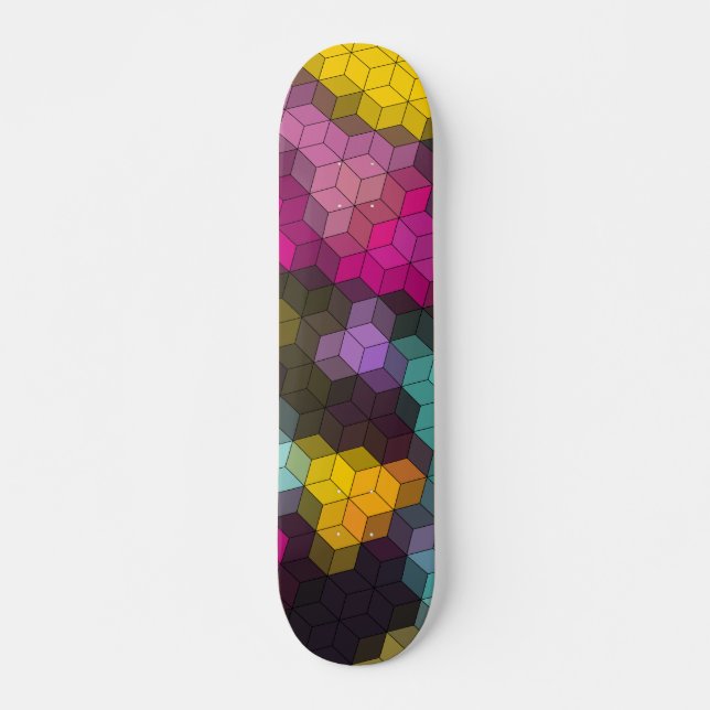 Skateboard formes hexagones géométriques modernes Abstraites  (Devant)
