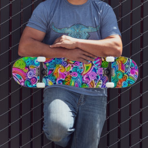 Skateboard Formes très colorées et abstraites art 9