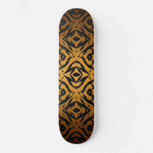 Skateboard Formes tribales jaunes et noires motifs