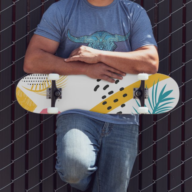 Skateboard Formes tropicales Abstraites (Extérieur 3)