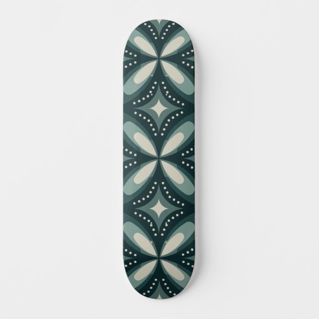 Skateboard formes vertes rétro (Recto)