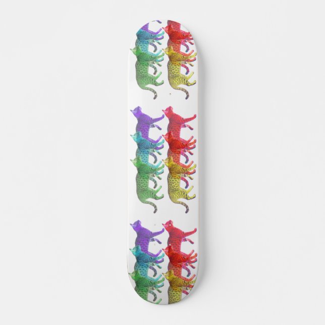 Skateboard Foule de chats colorés (Devant)