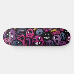Skateboard Foule de créatures street art sombre dessin animé