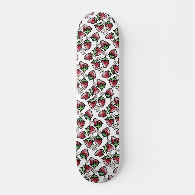 Skateboard fraises motifs fraises pour toujours (Devant)