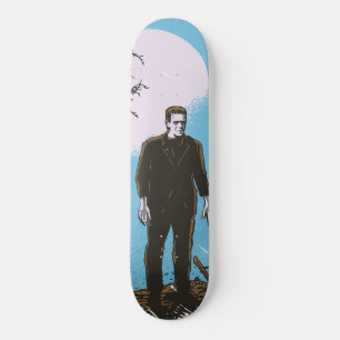Skateboard Frankenstein sous la lune - bleu