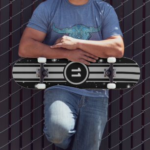 Skateboard Frappe de course noir et argent