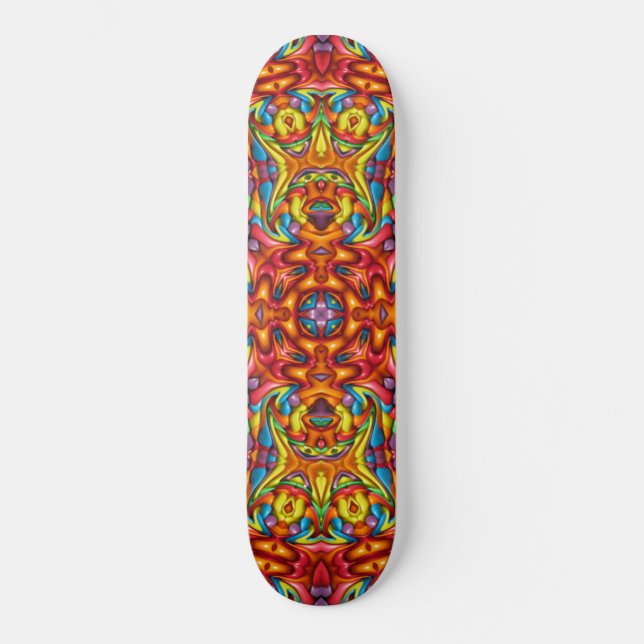 Skateboard Freaky Tiki Rouge Vintage fractal Kaleidoscope (Recto)