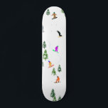 Skateboard Freeride Snowboarder Illustration de snowboard<br><div class="desc">Illustration fantaisiste cool de snowboarders colorés,  snowboard downhill dans les montagnes parmi les pins,  l'épinette,  sapins sur la poudre de neige fraîche. Le snowboard et le sport de plein air xmas dans une forêt d'hiver. Cadeaux de snowboard. Décor de Noël de snowboard.</div>