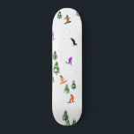 Skateboard Freeride Snowboarder Illustration de snowboard<br><div class="desc">Illustration fantaisiste cool de snowboarders colorés,  snowboard downhill dans les montagnes parmi les pins,  l'épinette,  sapins sur la poudre de neige fraîche. Le snowboard et le sport de plein air xmas dans une forêt d'hiver. Cadeaux de snowboard. Décor de Noël de snowboard.</div>