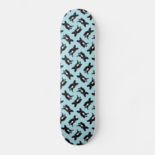 Skateboard Frenchie brindle mignon en art numérique noir et (Recto)