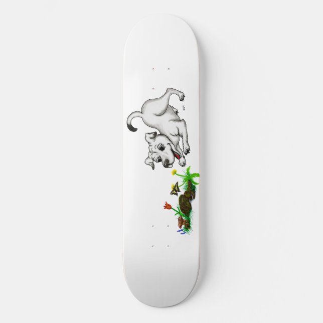 Skateboard Frühlingserwachen, Welpe mit Schmetterling (Recto)
