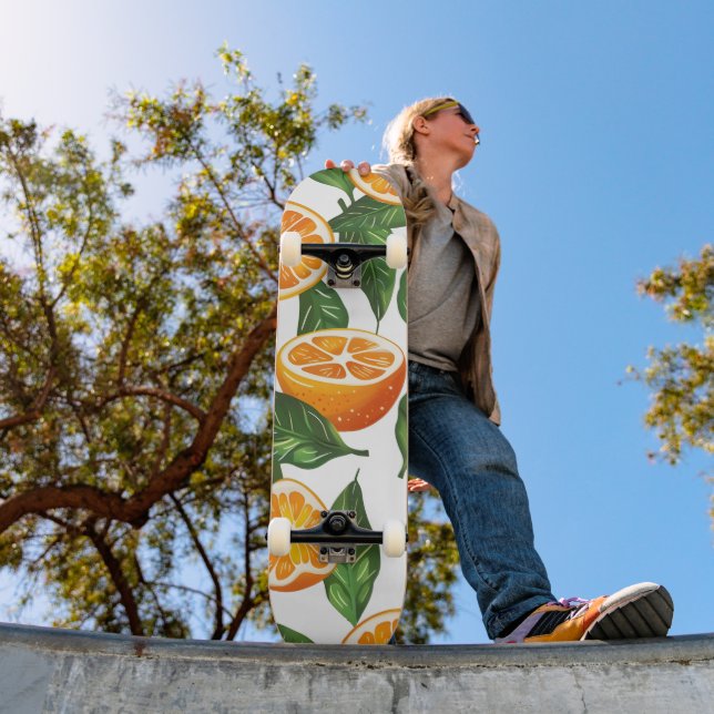 Skateboard Fruit Botanique Orange Citrus Sans Couture (Extérieur 1)