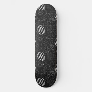 Skateboard Fruit sans couture motif noir et blanc Tropical