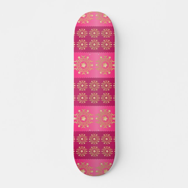 Skateboard Fuchsia Oriental Mandala Motif (Devant)