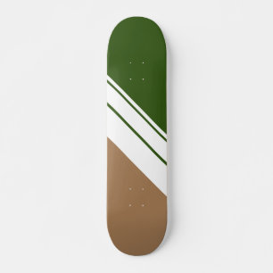 Skateboard Fun Sporty Dark Green Brown White Racing Stripes