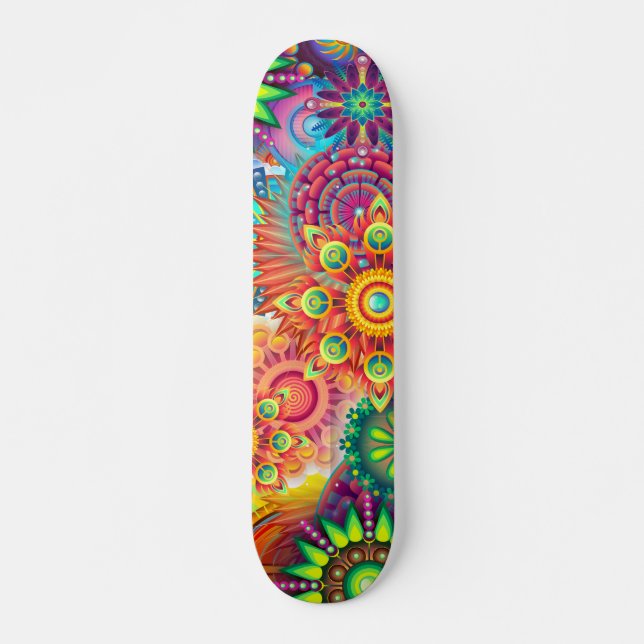 Skateboard Funky Retro Motif Abstrait Boho (Devant)