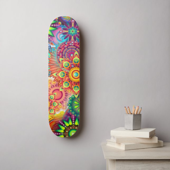 Skateboard Funky Retro Motif Abstrait Boho (Art mural)