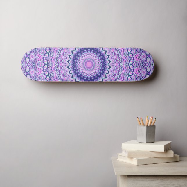 Skateboard Funky Vibrant Coloré Trippy Boho Hippie Mandala (Art mural (Horz))