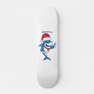 Skateboard Funny Christmas shark cartoon illustration