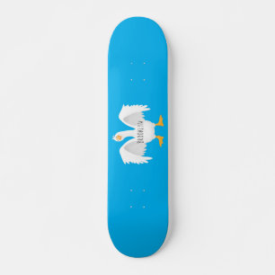Skateboard Funny curious domestic goose cartoon illustration