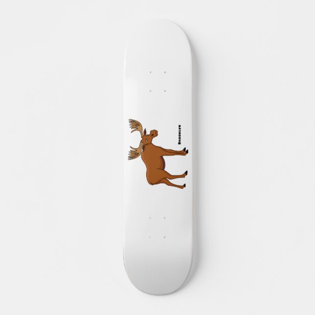 Skateboard Funny moose cartoon illustration  (Devant)