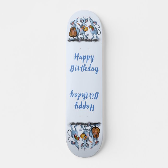 Skateboard Funny Musical Souris Anniversaire Cadeau Skateboar (Devant)
