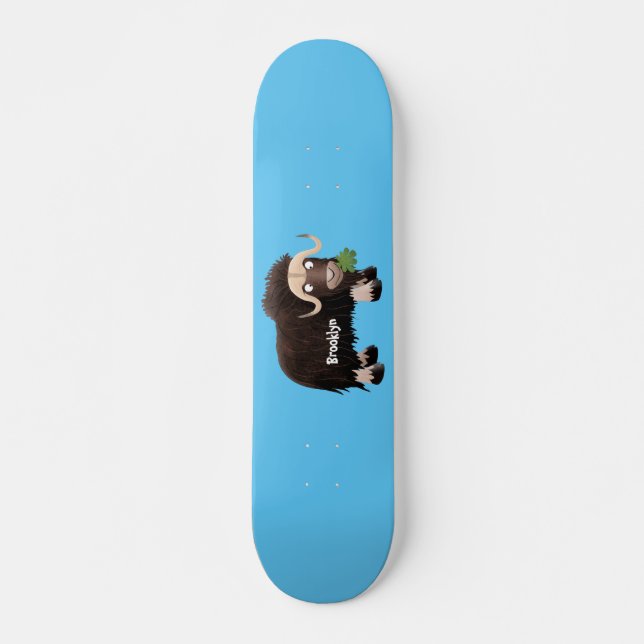 Skateboard Funny musk ox cartoon illustration (Devant)