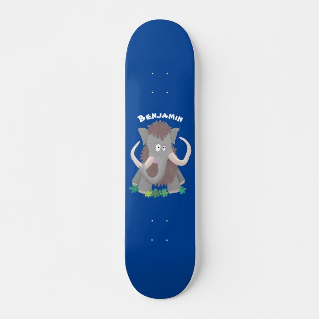Skateboard Funny woolly mammoth cartoon illustration (Devant)
