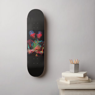 Skateboard Fusion d'art à l'étreinte de squelette néon