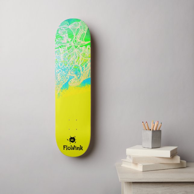 Skateboard Futuriste Jaune (Art mural)