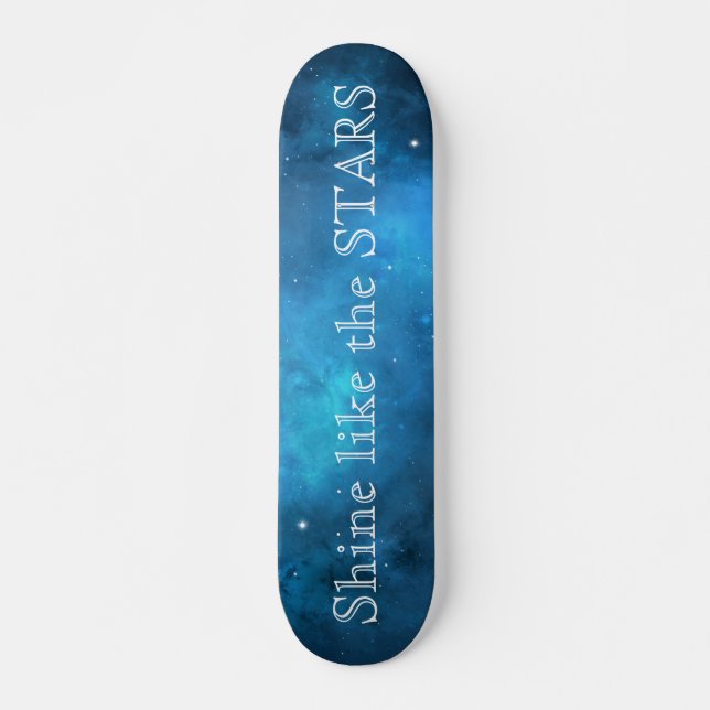 Skateboard Galaxie bleue étoiles de l'espace (Devant)