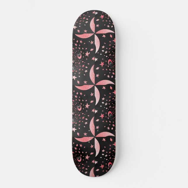 Skateboard galaxie noire et rose (Recto)