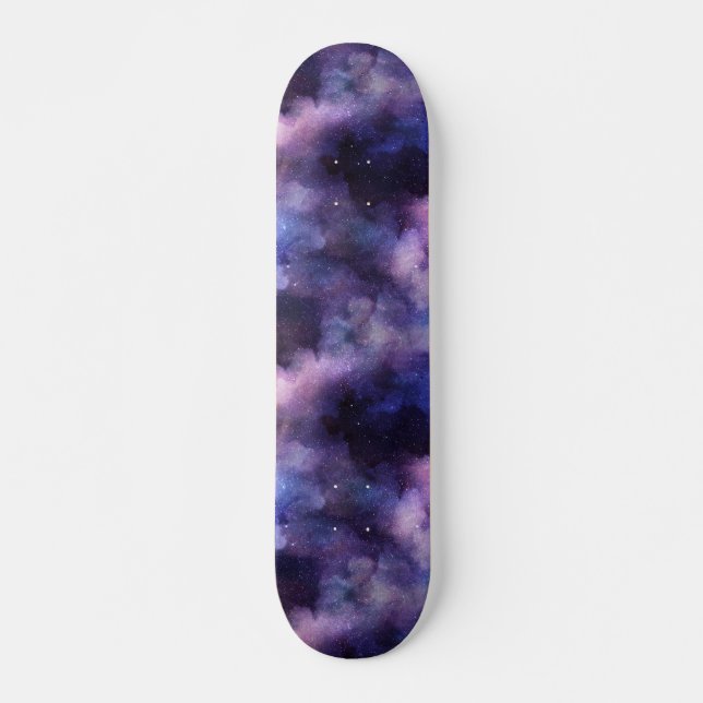 Skateboard Galaxie spatiale céleste violette ciel nocturne (Devant)