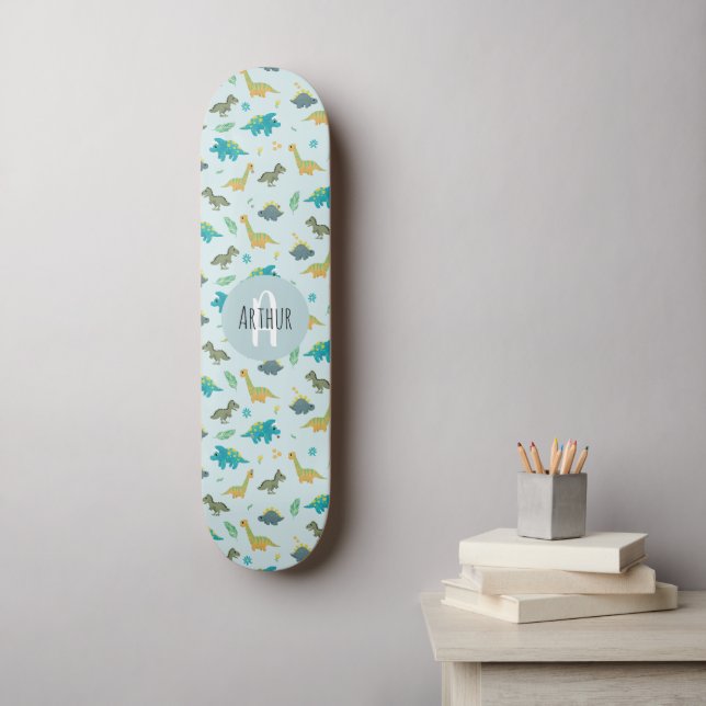 Skateboard Garçons Cool Blue Dinosaur Motif Enfants (Art mural)