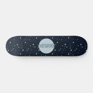 Skateboard Garçons nom personnalisé lune étoiles espace enfan