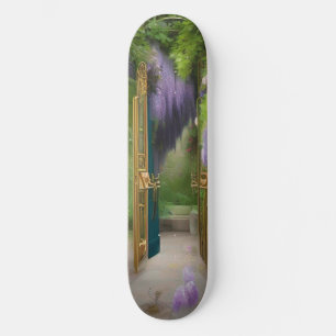 Skateboard Garden Gate and Wisteria