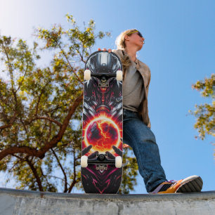 Skateboard Gardien Cyber Cosmique Abstrait Robot Futuriste