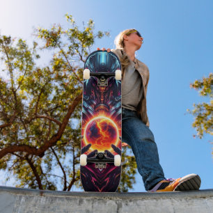 Skateboard Gardien Cyber Cosmique Abstrait Robot Futuriste
