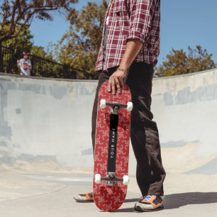 Skateboard Garland de Noël, Rouge, Votre nom, Personnaliser