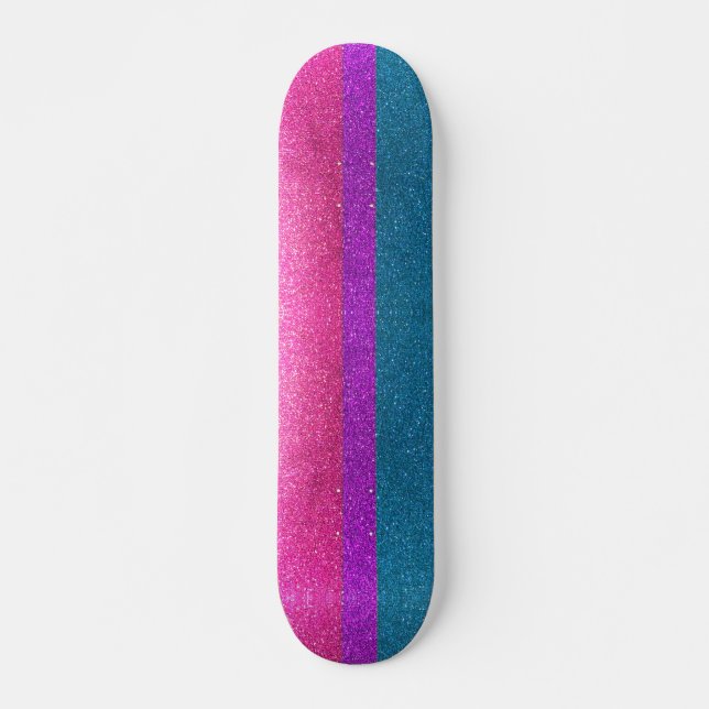 Skateboard Gay pride bisexuel rose violet bleu Parties scinti (Devant)