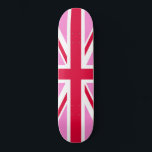 Skateboard GAY PRIDE britannique (Union Jack rose) (Drapeau b<br><div class="desc">Cette conception présente une version de l'Union Jack,  le drapeau national du Royaume-Uni,  en rose,  pour le soutien de l'express au Gay pride. Il est parfois surnommé le "Jack rose".</div>