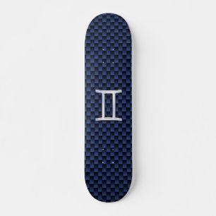Skateboard Gemini Zodiac Symbol Navy Blue Carbon Fiber Print