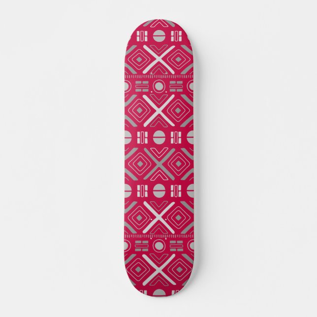 Skateboard Géometric Tribal Pink Silver (Devant)