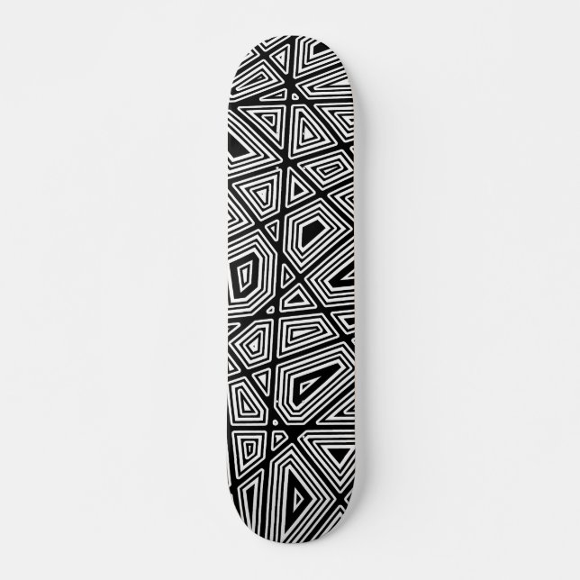 Skateboard Géométrique II - Noir sur bois (Devant)